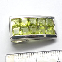 Load image into Gallery viewer, Peridot Pendant | Ten faceted Squares on Curved Panel | 925 Sterling Silver| Open Back | Overcome nervous tension | Joyful Heart | Genuine gems from Crystal Heart Melbourne Australia since 1986