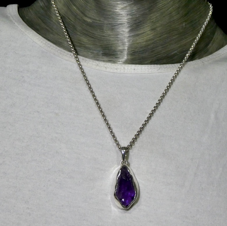 Amethyst Pendant | Lovely Chunk of Raw Gem Quality Amethyst | 925 Sterling Silver | Solid Bezel Set with open back | Genuine Gems from Crystal Heart Melbourne Australia since 1986