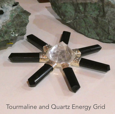 Black Tourmaline & Clear Quartz Energy Grid/Antenna