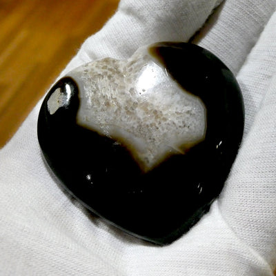 Agate Heart | Black with Quartz Cave | New Cycles | Healing Journey | Organic | Unique |  Ornament | Meditation & healing | Crystal Heart Melbourne Australia since 1986