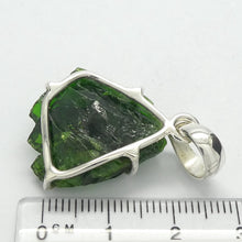 Load image into Gallery viewer, Chrome Diopside Raw Nugget Pendant | 925 Sterling Silver | Open Back | Vivid Green Translucent Gemstone | High Vibration Powerful Heart Healing &amp; Transformation  | Genuine Gems from Crystal Heart Melbourne Australia since 1986