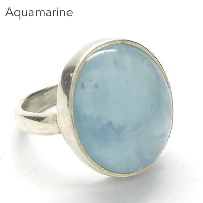 Aquamarine Ring | Oval Cabochon | 925 Sterling Silver | US Size 5| AUS Size J1/2 | Genuine Gems from Crystal Heart Melbourne Australia since 1986