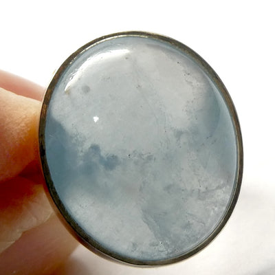 Aquamarine Ring | Oval Cabochon | 925 Sterling Silver | US Size 5| AUS Size J1/2 | Genuine Gems from Crystal Heart Melbourne Australia since 1986