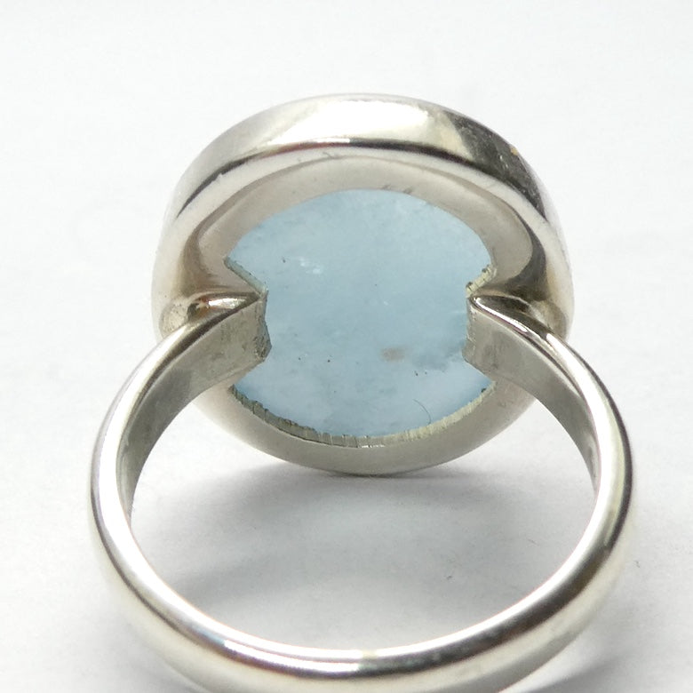 Aquamarine Ring | Oval Cabochon | 925 Sterling Silver | US Size 5| AUS Size J1/2 | Genuine Gems from Crystal Heart Melbourne Australia since 1986