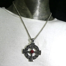 Load image into Gallery viewer, Traditional Celtic Cross Pendant | Solid 925 Sterling Silver | Rose hand carved from natural coral | Rosicrucian | Genuine Gems from Crystal Heart Melbourne since 1986