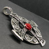 Traditional Celtic Cross Pendant | Solid 925 Sterling Silver | Rose hand carved from natural coral | Rosicrucian | Genuine Gems from Crystal Heart Melbourne since 1986