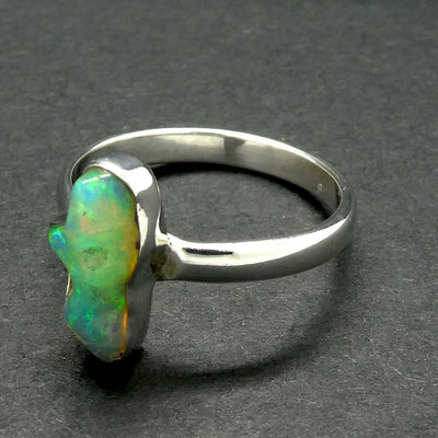 Ethiopian Opal Gemstone Ring | Polished rough nugget | Colour Flash |  US Size 8 | AUS Size P1/2 | Genuine Gemstones from  Crystal Heart Australia since 1986