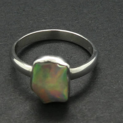 Ethiopian Opal Gemstone Ring | Polished rough nugget | Colour Flash | US Size 7 | AUS Size N1/2 | Genuine Gemstones from  Crystal Heart Australia since 1986