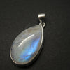 Natural Rainbow Moonstone Pendant | Large Teardrop Cabochon | 925 Sterling Silver | Strong Blue Flash | Emotional Liberation | Genuine Gems from Crystal Heart Melbourne Australia 1986