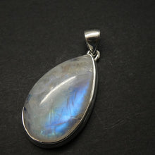Load image into Gallery viewer, Natural Rainbow Moonstone Pendant | Large Teardrop Cabochon | 925 Sterling Silver | Strong Blue Flash | Emotional Liberation | Genuine Gems from Crystal Heart Melbourne Australia 1986