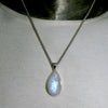 Natural Rainbow Moonstone Pendant | Large Teardrop Cabochon | 925 Sterling Silver | Strong Blue Flash | Emotional Liberation | Genuine Gems from Crystal Heart Melbourne Australia 1986