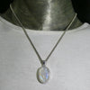 Natural Rainbow Moonstone Pendant | Large Oval Cabochon | 925 Sterling Silver | Strong Blue Flash | Emotional Liberation | Genuine Gems from Crystal Heart Melbourne Australia 1986