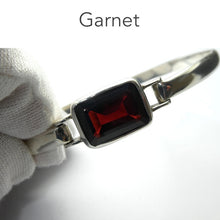 Load image into Gallery viewer, Garnet Gemstone Bracelet | Large oblong faceted gemstone | Looks like a stylish Bangle | Hidden easy Clasp | Meditation | Heart Centred Warmth | Energising | Genuine Gemstones from Crystal Heart Melbourne Australia since 1986