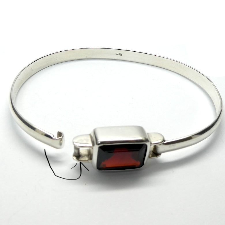 Garnet Gemstone Bracelet | Large oblong faceted gemstone | Looks like a stylish Bangle | Hidden easy Clasp | Meditation | Heart Centred Warmth | Energising | Genuine Gemstones from Crystal Heart Melbourne Australia since 1986