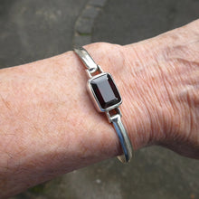 Load image into Gallery viewer, Garnet Gemstone Bracelet | Large oblong faceted gemstone | Looks like a stylish Bangle | Hidden easy Clasp | Meditation | Heart Centred Warmth | Energising | Genuine Gemstones from Crystal Heart Melbourne Australia since 1986