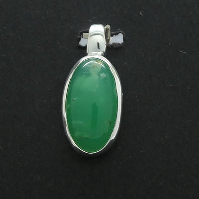 Chrysoprase Pendant | Oval Cabochon | 925 Sterling Silver | Perfect Apple Green Good Translucency | AKA Australian Jade | Empowering healer | Genuine Gemstones from Crystal Heart Melbourne Australia since 1986
