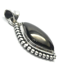 Load image into Gallery viewer, Noble Shungite Pendant | 925 Sterling Silver | Freeform Cabochon | Fancy Bezel Setting | Fullerenes and Buckyballs | Purify Water | Channel Calm Healing Universal Energy | Protect from EMFs | Genuine Gems from Crystal Heart Melbourne Australia since 1986