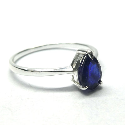 Sapphire Ring | Dainty Faceted Teardrop | 925 Sterling Silver | US Size 5 | 6 | 7 | 8 |  Genuine Gems from Crystal Heart Melbourne Australia since 1986