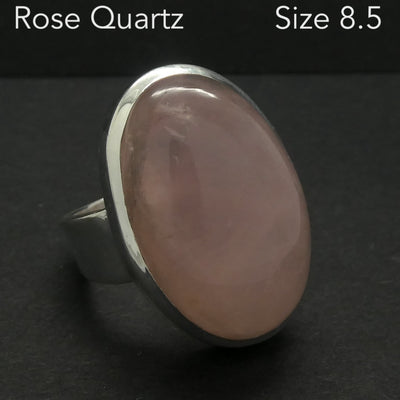 Rose Quartz Gemstone Ring | Cabochon Oval | Good colour consistency translucency |Madagascar Material | 925 Sterling Silver | US Size 8.5 | AUS Size Q1/2 | Star Stone Taurus Libra  | Genuine Gemstones from Crystal Heart Melbourne since 1986 