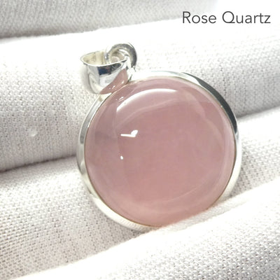 Rose Quartz Gemstone Pendant | Cabochon Round | Lovely colour consistency and translucency | Madagascar Material | 925 Sterling Silver | Star Stone Taurus Libra  | Genuine Gemstones from Crystal Heart Melbourne since 1986 