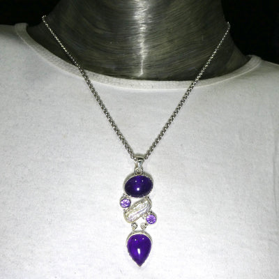 Amethyst Gemstone Pendant with natural Biwa Pearl | Lovely colour consistency and translucency | 925 Sterling Silver | Star Stone Taurus Libra  | Genuine Gemstones from Crystal Heart Melbourne since 1986 