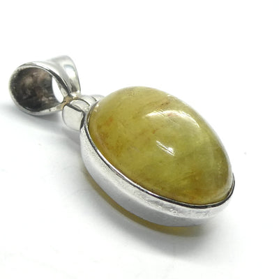 Cat's Eye Chrysoberyl Pendant | Bright Yellow with hint of Green  | 925 Sterling Silver | Simple well made setting | Bezel Set | Open Back | Energise | Protect | Focus Thought | Positive | Genuine Gems from Crystal Heart Melbourne Australia since 1986
