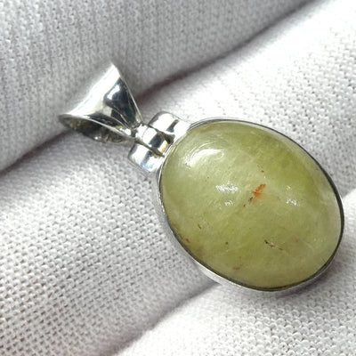 Cat's Eye Chrysoberyl Pendant | Bright Yellow with hint of Green  | 925 Sterling Silver | Simple well made setting | Bezel Set | Open Back | Energise | Protect | Focus Thought | Positive | Genuine Gems from Crystal Heart Melbourne Australia since 1986
