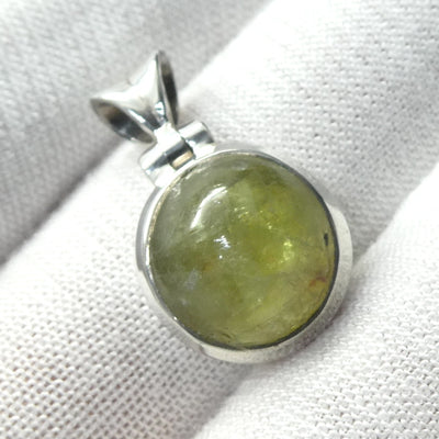 Cat's Eye Chrysoberyl Pendant | Bright Yellow with hint of Green  | 925 Sterling Silver | Simple well made setting | Bezel Set | Open Back | Energise | Protect | Focus Thought | Positive | Genuine Gems from Crystal Heart Melbourne Australia since 1986
