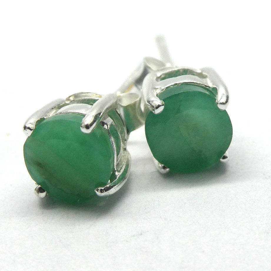 Emerald Stud Earrings 925 Sterling Silver Crystal Heart