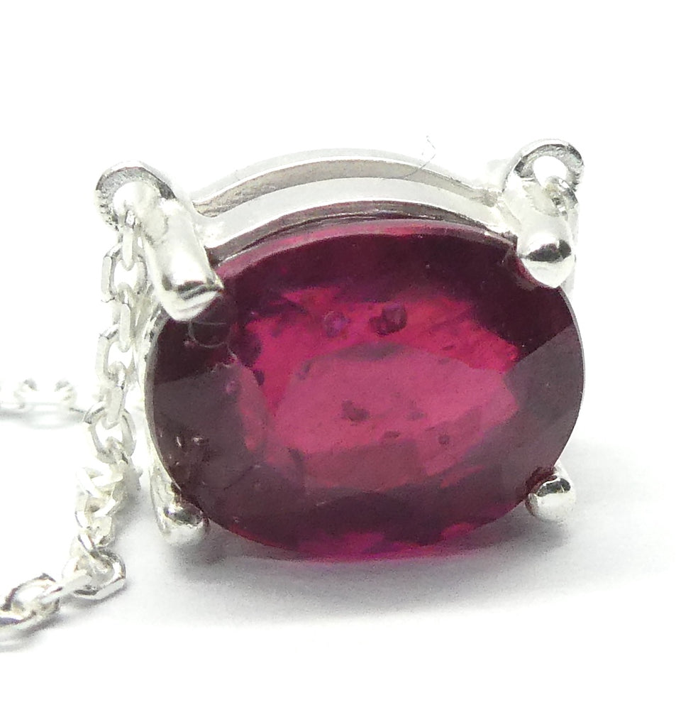 Ruby Necklace | Solo Faceted Oval  in Fine Chain | Good transparency and color | 925 Sterling Silver | Open Back | Genuine Gems at Crystal Heart Australia est1986