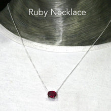Load image into Gallery viewer, Ruby Necklace | Solo Faceted Oval  in Fine Chain | Good transparency and color | 925 Sterling Silver | Open Back | Genuine Gems at Crystal Heart Australia est1986
