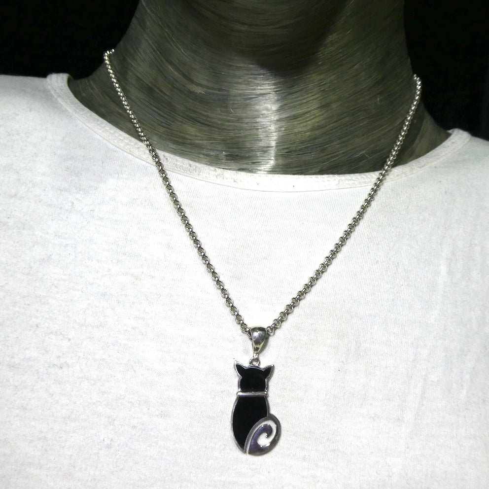Earring and Pendant | Black Onyx Cat | 925 Sterling Silver | Genuine Gems from Crystal Heart Melbourne Australia since 1986