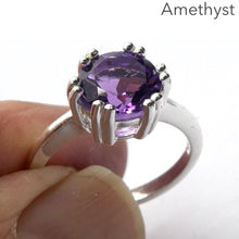Load image into Gallery viewer, Amethyst Ring | Faceted Round | 925 Sterling Silver | US Size 6, 8, 9,1 0 |  Genuine Gems from Crystal Heart Melbourne Australia since 1986