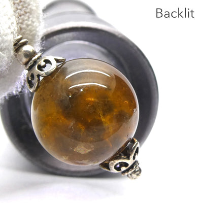 Golden Tourmaline Pendant | 14 mm bead | 925 Sterling Silver  | Oxidised ethnic caps | Genuine Gems from Crystal Heart Melbourne Australia since 1986