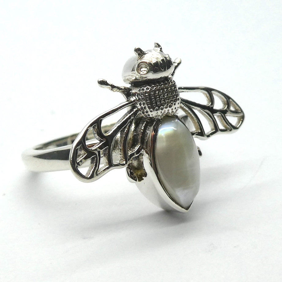 Freshwater Pearl Ring & Earrings | Bee Motif | 925 Sterling Silver | Genuine Gems from Crystal Heart Melbourne Australia since 1986
