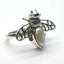 Load image into Gallery viewer, Freshwater Pearl Ring &amp; Earrings | Bee Motif | 925 Sterling Silver | Genuine Gems from Crystal Heart Melbourne Australia since 1986
