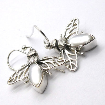 Freshwater Pearl Ring & Earrings | Bee Motif | 925 Sterling Silver | Genuine Gems from Crystal Heart Melbourne Australia since 1986
