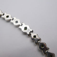 Load image into Gallery viewer, Peridot Bracelet | Thirteen Faceted Squares | 925 Sterling Silver | Bezel Set | Open Backs | Adjustable length | Crystal Heart Melbourne Australia since 1986
