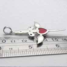 Load image into Gallery viewer, kt Garnet Dagger Pendant Transfixing Winged Heart, 925 Sterling Silver