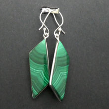 Load image into Gallery viewer, Malachite Earring | Parallelogram Cabochons | 925 Sterling Silver | Empower the Feminine | Detox | Empower | Crystal Heart Melbourne Australia since 1986
