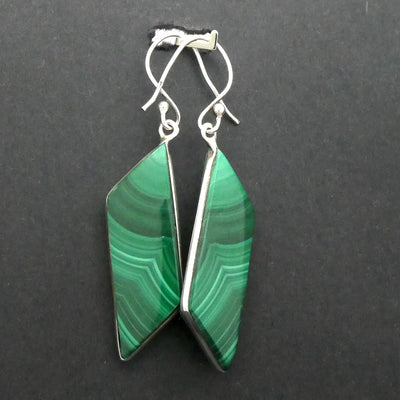 Malachite Earring | Parallelogram Cabochons | 925 Sterling Silver | Empower the Feminine | Detox | Empower | Crystal Heart Melbourne Australia since 1986