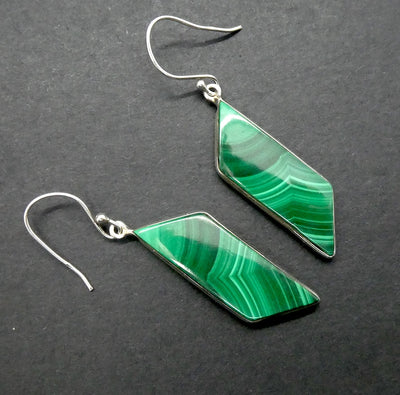 Malachite Earring | Parallelogram Cabochons | 925 Sterling Silver | Empower the Feminine | Detox | Empower | Crystal Heart Melbourne Australia since 1986