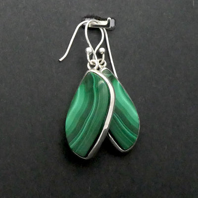 Malachite Earring | Freeform Cabochons | Bezel Set | 925 Sterling Silver | Empower the Feminine | Detox | Empower | Crystal Heart Melbourne Australia since 1986