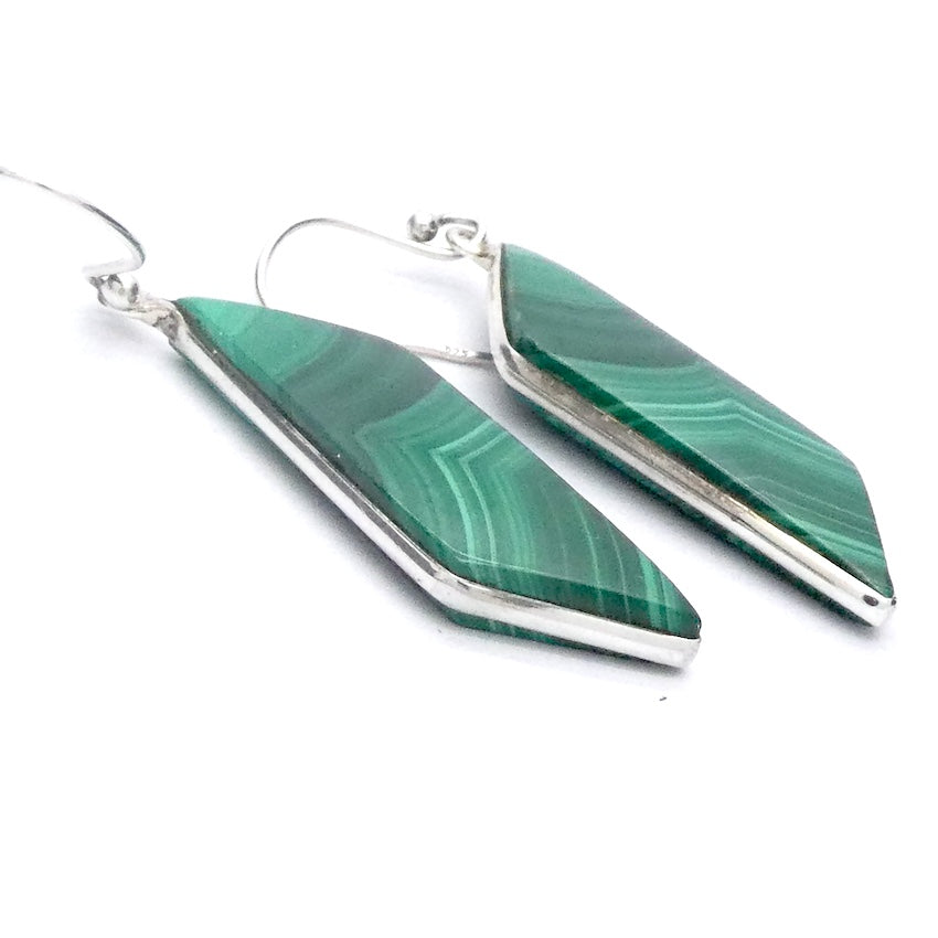 Malachite Earring | Parallelogram Cabochons | 925 Sterling Silver | Empower the Feminine | Detox | Empower | Crystal Heart Melbourne Australia since 1986