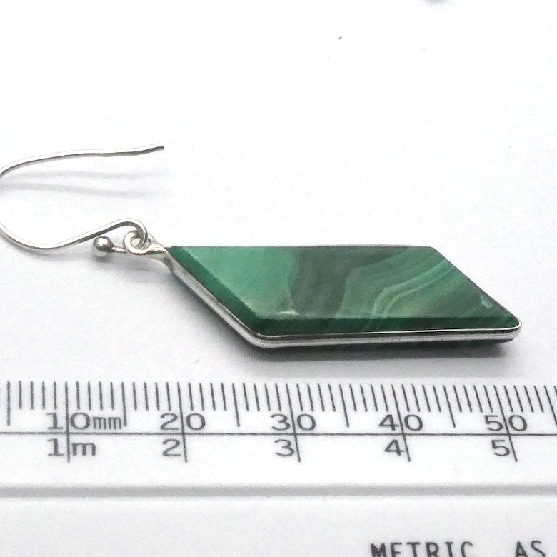 Malachite Earring | Parallelogram Cabochons | 925 Sterling Silver | Empower the Feminine | Detox | Empower | Crystal Heart Melbourne Australia since 1986