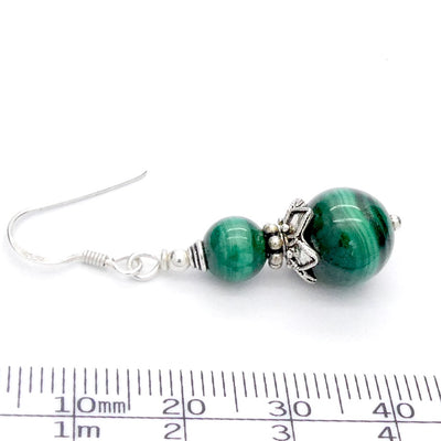 Malachite Earring | 6,10 mm Beads | Silver Findings | 925 Sterling Silver | Empower the Feminine | Detox | Empower | Crystal Heart Melbourne Australia est 1986