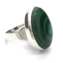 Load image into Gallery viewer, Malachite Ring | Oval Cabochon | 925 Silver Setting | Adjustable Band | US Size 7.5 | Aus O1/2 | Detox, Feminine Power | Crystal Heart Melbourne est 1986
