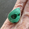 Malachite Ring | Teardrop Cabochon | 925 Silver Setting | Adjustable Band | US Size 6.5 | Aus M1/2 | Detox, Feminine Power | Crystal Heart Melbourne est 1986