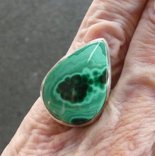 Load image into Gallery viewer, Malachite Ring | Teardrop Cabochon | 925 Silver Setting | Adjustable Band | US Size 6.5 | Aus M1/2 | Detox, Feminine Power | Crystal Heart Melbourne est 1986