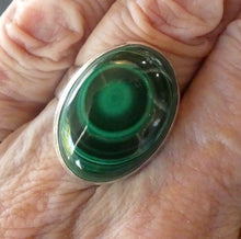 Load image into Gallery viewer, Malachite Ring | Oval Cabochon | 925 Silver Setting | Adjustable Band | US Size 7.5 | Aus O1/2 | Detox, Feminine Power | Crystal Heart Melbourne est 1986